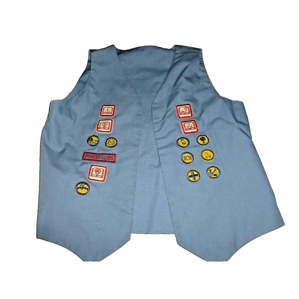 Vintage Pioneer Clubs Light Blue Uniform Vest with Merit Patches Youth Size